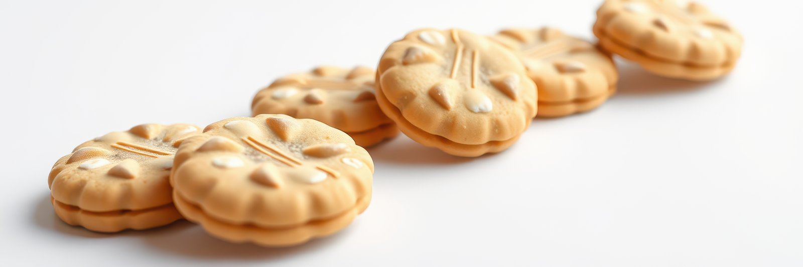Assorted decorative cookies arranged neatly on a white surface for a delightful display or dessert table setting